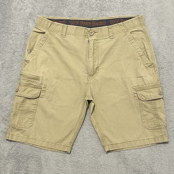WearFirst Shorts Mens 38* Beige Stretch Riptstop Free Band Cargo Pants - Picture 1 of 12